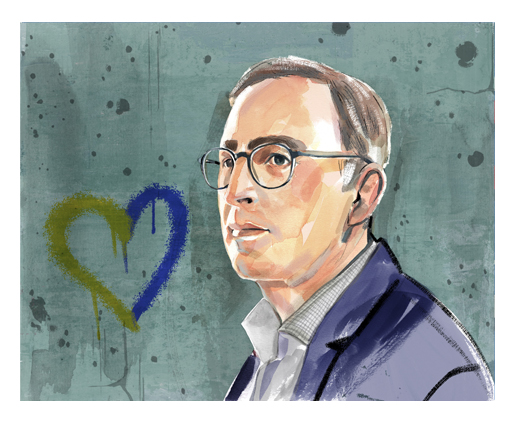 portrait illustration of Sergei Guriev for the column Volkswirt in Wirtschaftswoche magazine
